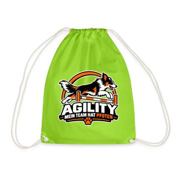 Agility Hund Rally Logo - Turnbeutel - Neongrün - Vorne