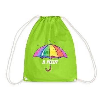 Il Pleut – Frecher Regenschirm im Regenbogenlook - Turnbeutel - Neongrün - Vorne