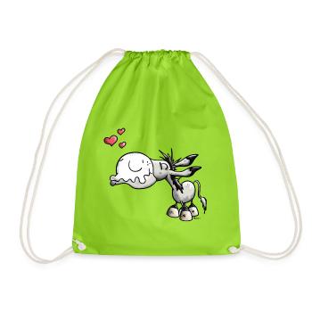 âne amoureux - Sac de sport léger - vert néon - Devant