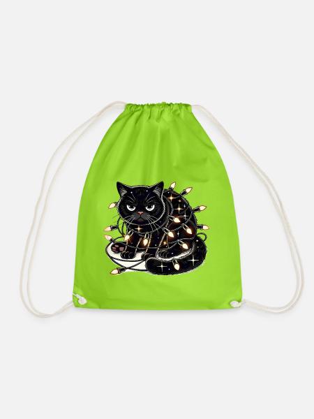 Grumpy Christmas Cat. Miau aber bitte ohne Lametta - Turnbeutel - Neongrün