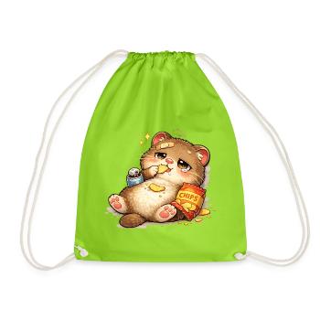 Keksliebende Katze - Turnbeutel - Neongrün - Vorne