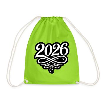 2026 year - Drawstring Bag - neon green - Front