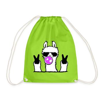 Lunettes de soleil chewing-gum lama Signe de paix Cool mignon - Sac de sport léger - vert néon - Devant