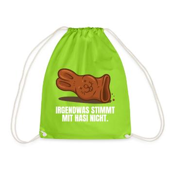 Schokoladenhase Ostern - Turnbeutel - Neongrün - Vorne