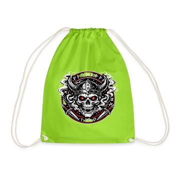 Vikingenschädel Feuerkreis - Turnbeutel - Neongrün - Vorne