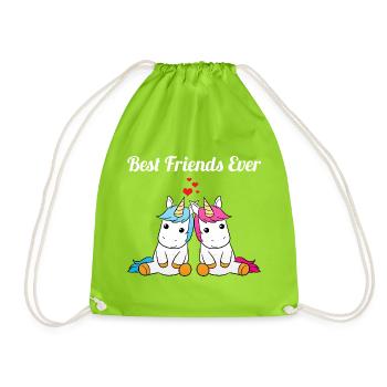 Best Friends Ever Einhörner Beste Freunde - Turnbeutel - Neongrün - Vorne