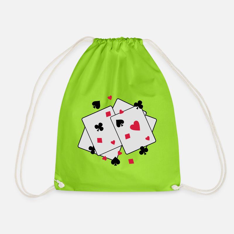 playing cards - Drawstring Bag - neon green