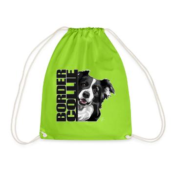 BORDER COLLIE DA Wilsigns Hundemotiv Hütehund - Turnbeutel - Neongrün - Vorne