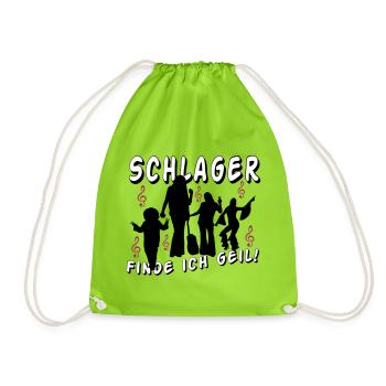 Schlager Liebe Shirt: Finde Ich Geil - Turnbeutel - Neongrün - Vorne