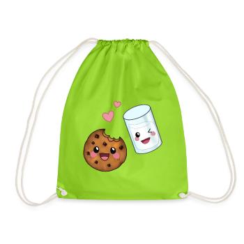 Dreamteam Kawaii Kekse & Milch für Naschkatzen - Turnbeutel - Neongrün - Vorne