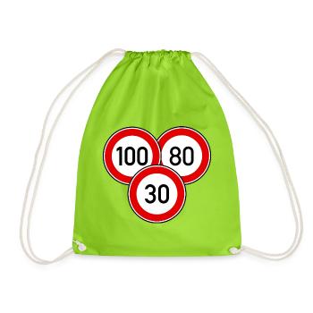 Tempolimit 100 - 80 - 30 - Turnbeutel - Neongrün - Vorne