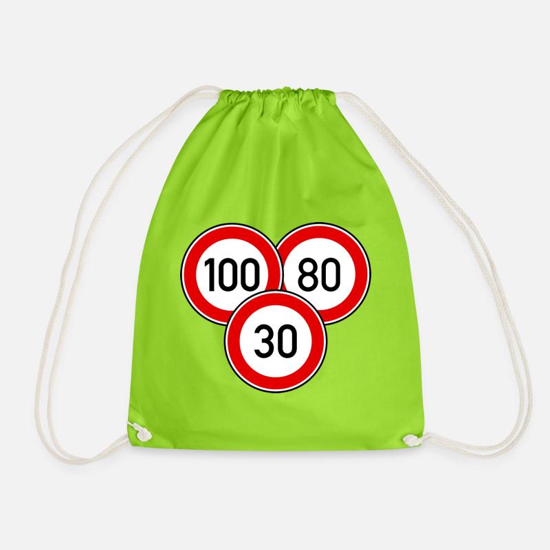 Tempolimit 100 - 80 - 30 - Turnbeutel - Neongrün