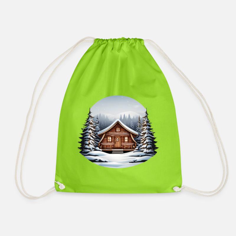 Cabane en bois, cabane de Noël - Sac de sport léger - vert néon