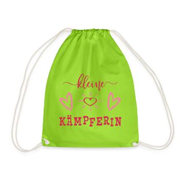 Kleine Kämpferin - Mut machen - Glücksbringer - Turnbeutel - Neongrün - Vorne