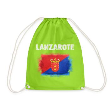 Lanzarote flag with coat of arms - Drawstring Bag - neon green - Front
