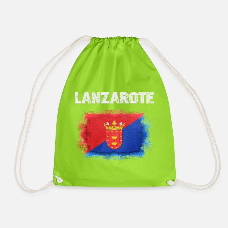 Lanzarote Flagge mit Wappen - Turnbeutel - Neongrün