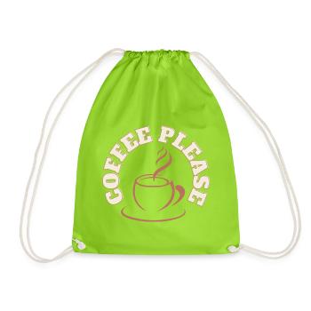 Coffee Please Round Logo - Drawstring Bag - neon green - Front