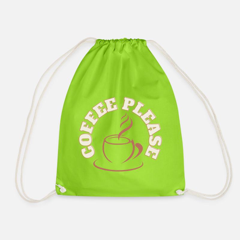 Coffee Please Round Logo - Drawstring Bag - neon green