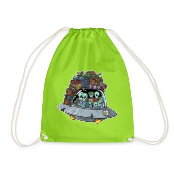Voyage de vacances extraterrestre dans un OVNI - Sac de sport léger - vert néon - Devant