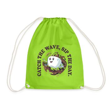 Catch the Wave Sip the Day – Coffee Vibes Retro - Drawstring Bag - neon green - Front