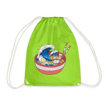 Epische Great Wave Ramen-Schüssel Japanisches Kunstdesign - Turnbeutel - Neongrün - Vorne