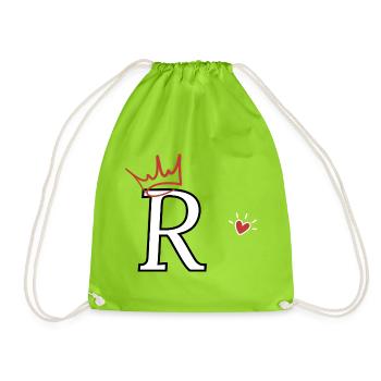 Lettre r couronne cœur - Sac de sport léger - vert néon - Devant