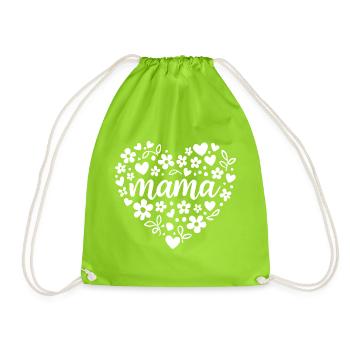 Mama Herzblume Schrift - Turnbeutel - Neongrün - Vorne