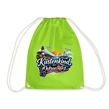 Küstenkind Ostseeherz Design - Turnbeutel - Neongrün - Vorne