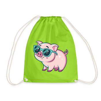 Cool Pig Sunglasses - Drawstring Bag - neon green - Front