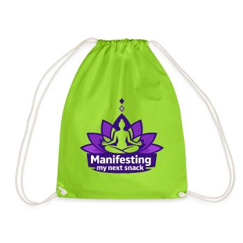 Manifesting my next snack - Drawstring Bag - neon green - Front