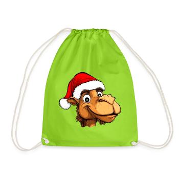 Kamele Christmas - Turnbeutel - Neongrün - Vorne