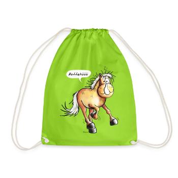 Pferdchen läuft - Pferd - Pferde - Fuchs - Fohlen - Turnbeutel - Neongrün - Vorne