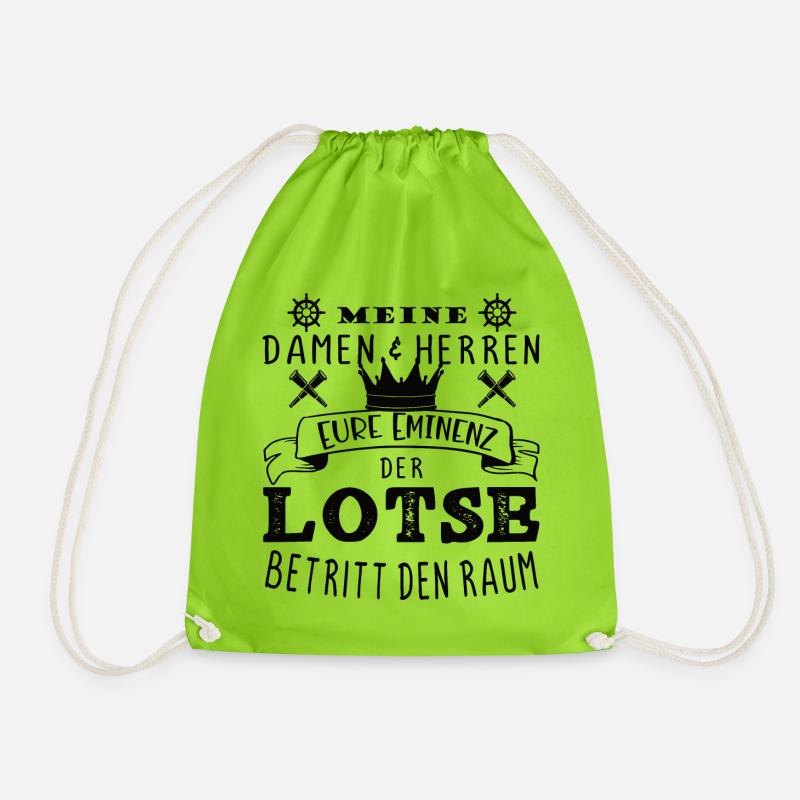 Lotse Yacht Wasser Schiff Segelboot Geschenk See - Turnbeutel - Neongrün