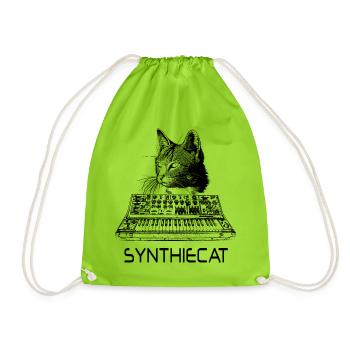 Synthiecat chat avec synthétiseur - Sac de sport léger - vert néon - Devant