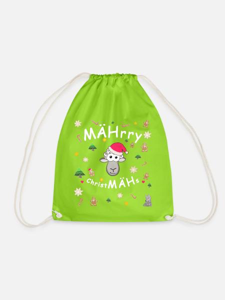 MÄHrry ChristMÄHs, Weihnachten, lustiges Schaf - Turnbeutel - Neongrün