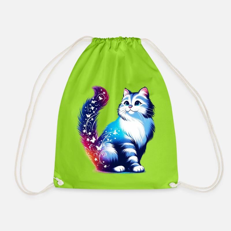 Katze - Turnbeutel - Neongrün