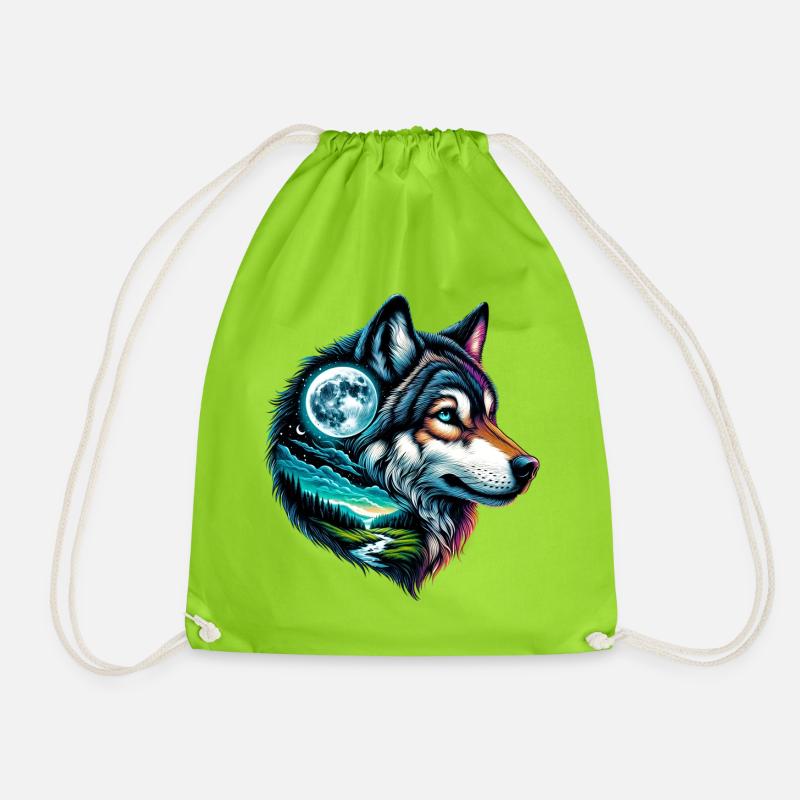 Wolf - Turnbeutel - Neongrün