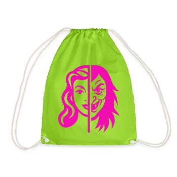 Contraste du visage divisé - Sac de sport léger - vert néon - Devant