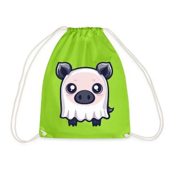 Pig Halloween Ghost Boar - Drawstring Bag - neon green - Front