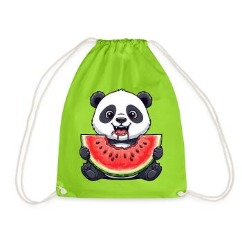 Süßer Panda Cartoon Wassermelone Sommer Obst - Turnbeutel - Neongrün - Vorne