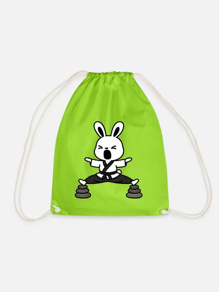 Zen Rabbit Kata auf Steinen - Turnbeutel - Neongrün