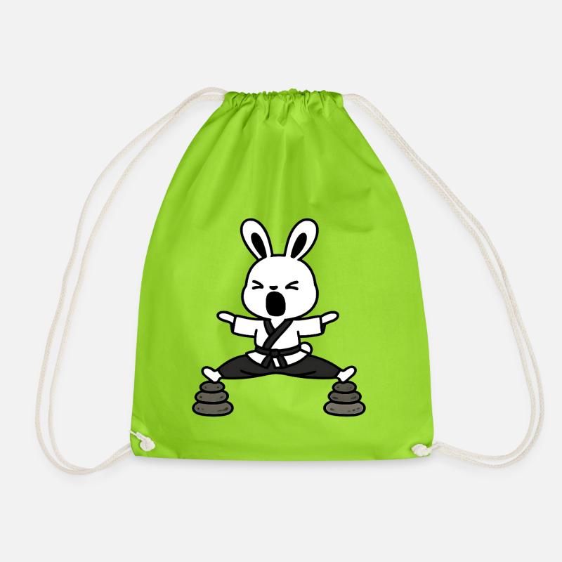 Zen Rabbit Kata auf Steinen - Turnbeutel - Neongrün