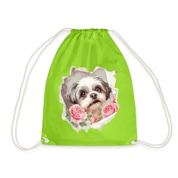Shih Tzu Vintage - Turnbeutel - Neongrün - Vorne