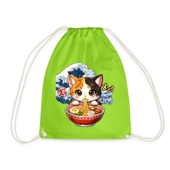 Kawaii Cats Ramen Nouilles Japon Ukiyo-E Rétro - Sac de sport léger - vert néon - Devant
