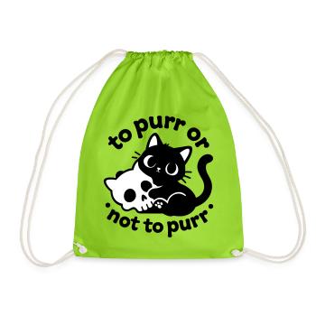 To Purr or Not to Purr | Black Cat Saying - Drawstring Bag - neon green - Front