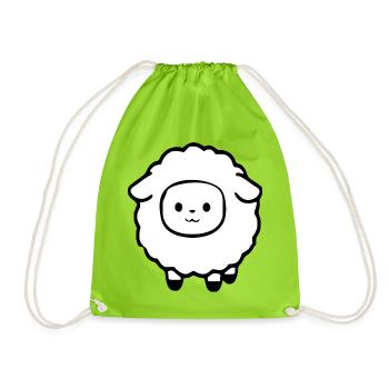 Schaf Schäfchen Lamm - Turnbeutel - Neongrün - Vorne