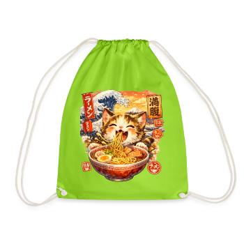 Ramen Kawaii Cats TShirt I Cuisine japonaise - Sac de sport léger - vert néon - Devant