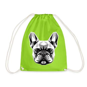 Motif du chien bouledogue français Grand Danois français - Sac de sport léger - vert néon - Devant