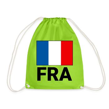 Drapeau français sportif avec abréviation FRA - Sac de sport léger - vert néon - Devant