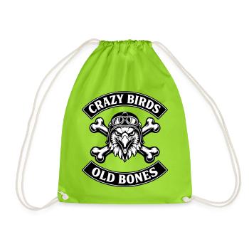 Crazy Birds - Old Bones - Drawstring Bag - neon green - Front